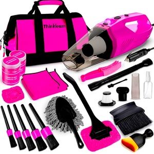 Pink and Black Car Cleaning Kit